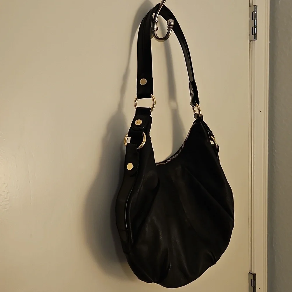 SIMPLY VERA Black Leather Hobo Shoulder Bag